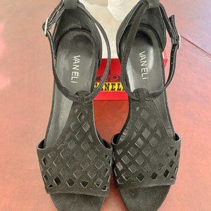 Vaneli Black Suede Sandals